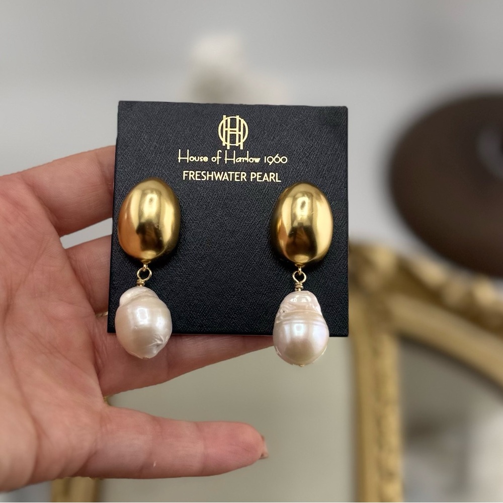 House of Harlow 1960 Freshwater Pearl Drop Earrings - Picture 9 of 10